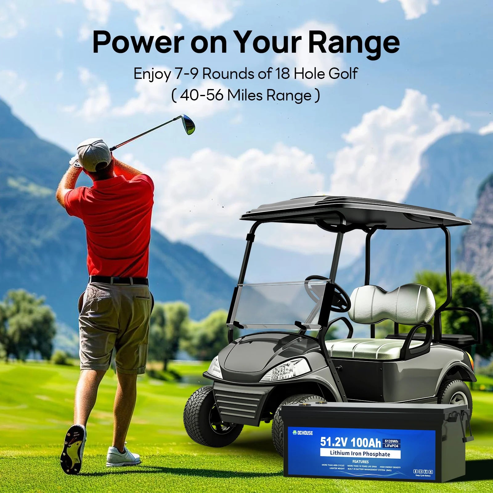 DC House (Eco-Worthy) 48V 100Ah LiFePO4 Bluetooth Deep Cycle Battery