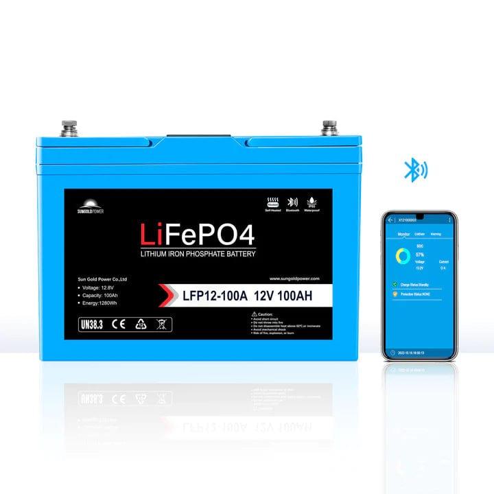 Ben's Discount Supply Solar Batteries 12V 100AH LiFePO4 Deep Cycle Lithium Battery / Bluetooth /Self-Heating / IP65 - Free Shipping!