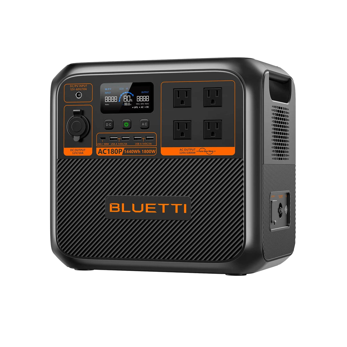 Bluetti Power Station Bluetti AC180P Solar Portable Power Station | 1,800W 1,440Wh