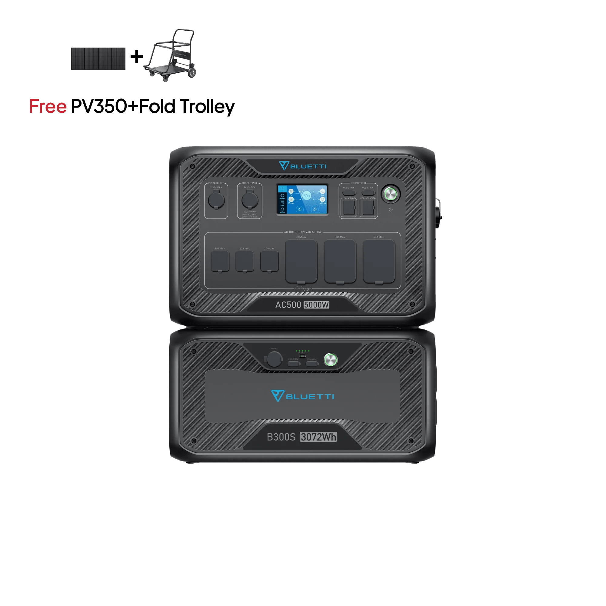 Bluetti Power Station AC500+B300S ( FREE PV350+TROLLEY ) | 5000W 3072Wh Power Kit Bluetti AC500 + B300/B300S | Home Battery Backup