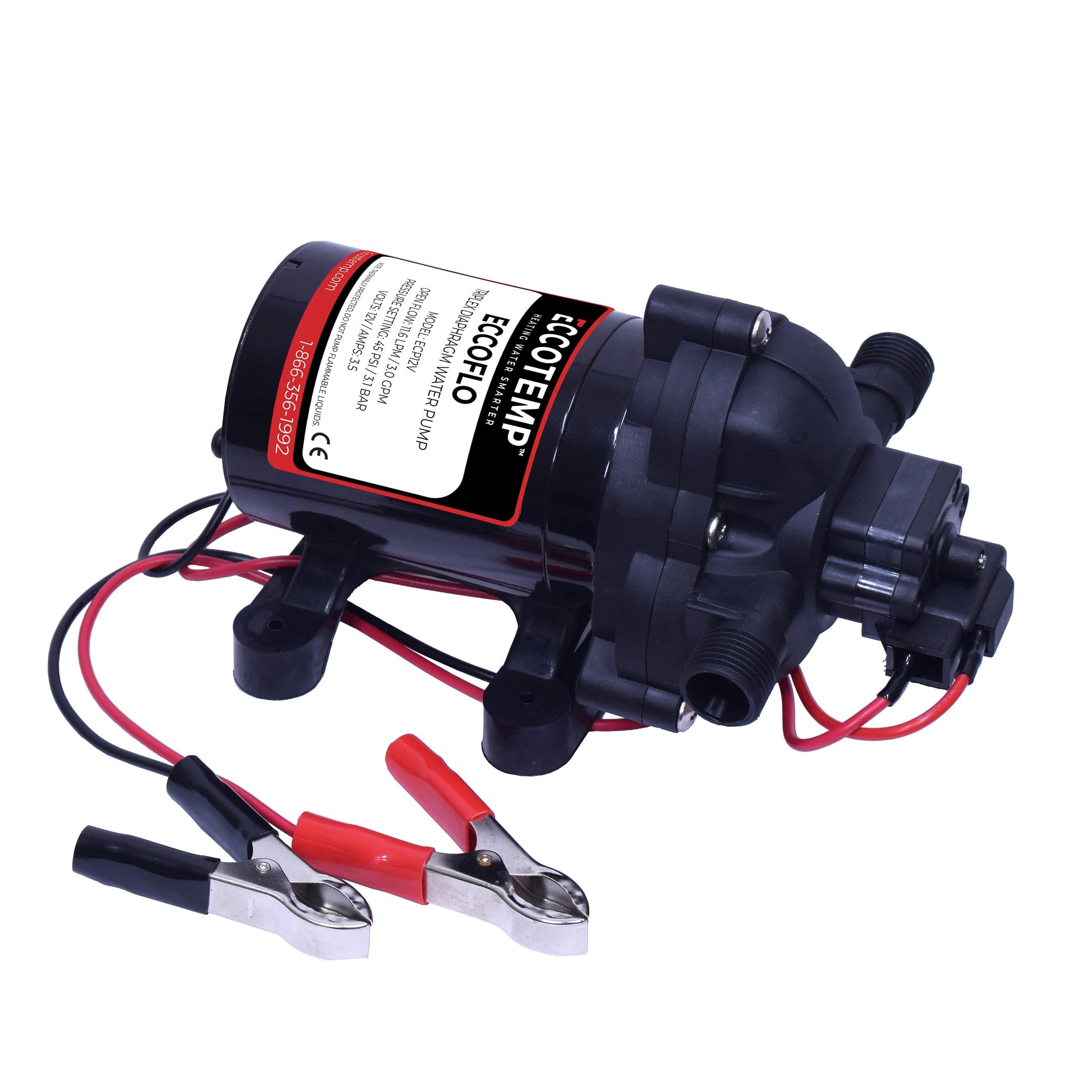 Eccotemp Heaters Eccotemp EccoFlo Triplex Diaphragm 12V Water Pump and Strainer
