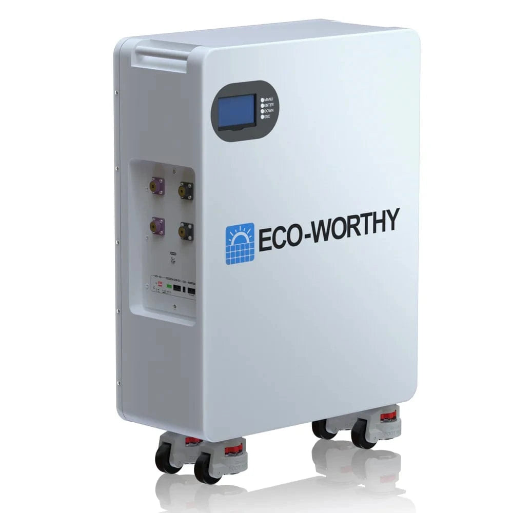 Eco-Worthy Solar Batteries Eco-Worthy 51.2V 280Ah LiFePO4 Floor Standing Battery with 4 Footmaster Nylon Wheels for Off-grid Home Energy Storage