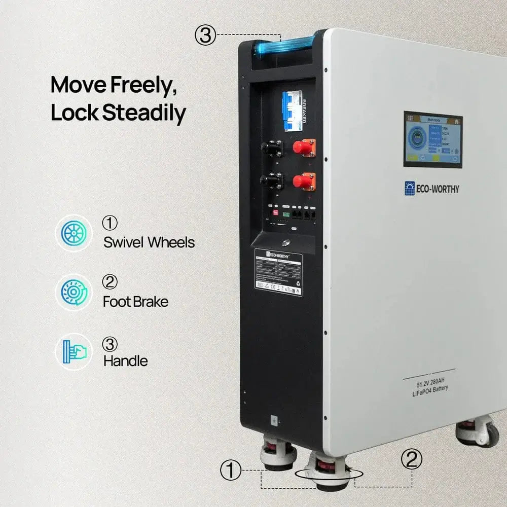 Eco-Worthy Solar Batteries Eco-Worthy Home Backup Power48V 280Ah Batter & 5kW 48V Off Grid Inverter