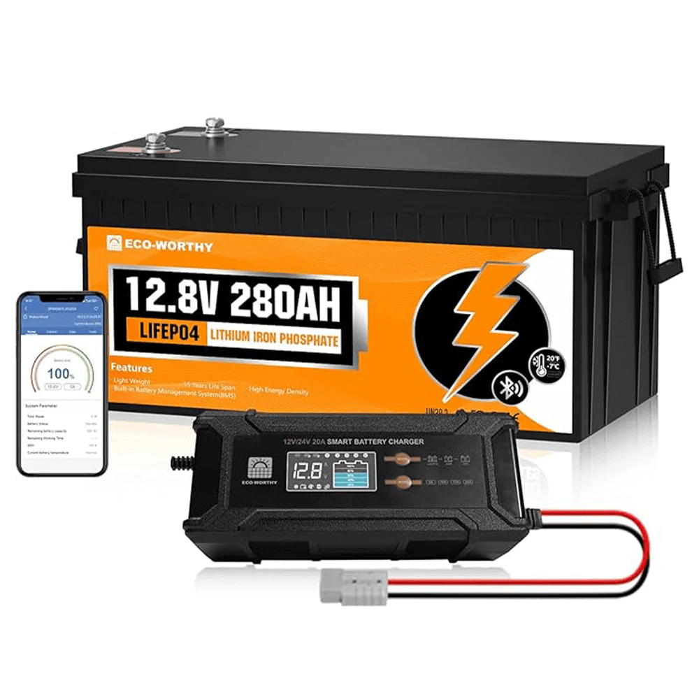 Eco-Worthy Solar Batteries Eco-Worthy LiFePO4 12V 280Ah Lithium Iron Phosphate Battery With Bluetooth