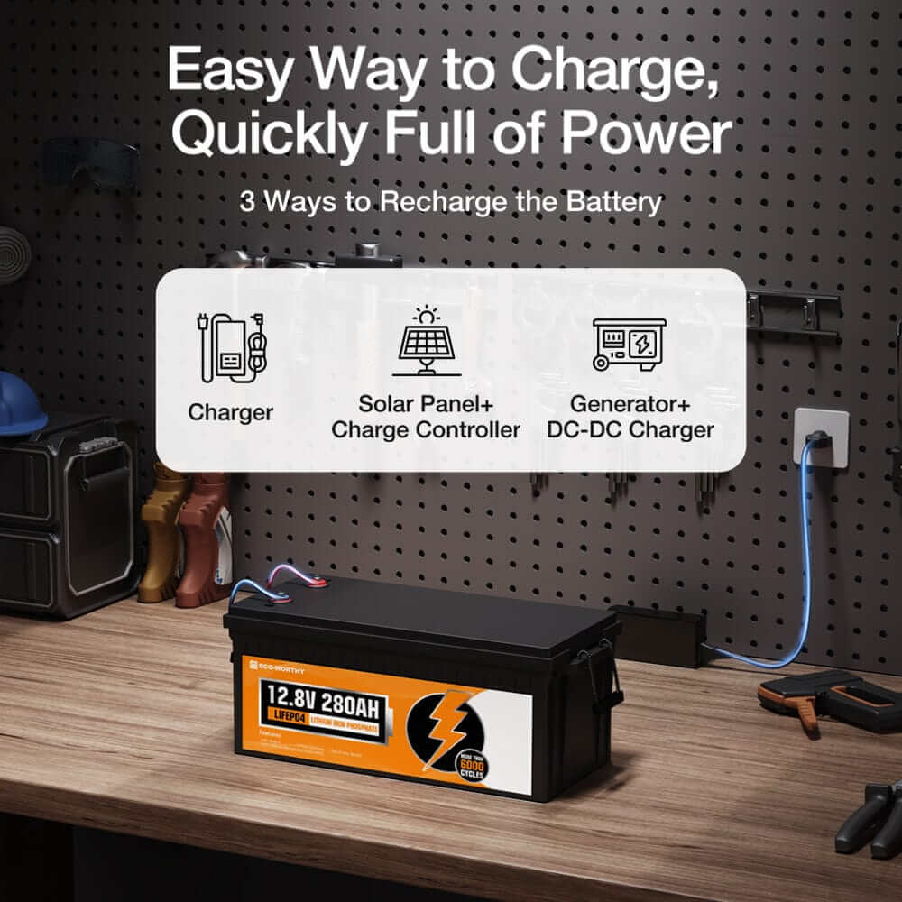Eco-Worthy Solar Batteries Eco-Worthy LiFePO4 12V 280Ah Lithium Iron Phosphate Battery With Bluetooth