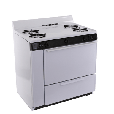 Premier Natural Gas Range/Stove Premier BLK100WP 36" Battery Ignition Gas Range White with Black Trim
