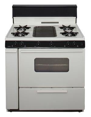 Premier Natural Gas Range/Stove Premier BLK5S9TP 36&quot; Battery Ignition Gas Range with 5 Cooktop Burners and Griddle Biscuit with Black Trim CALL FOR AVAILABILITY
