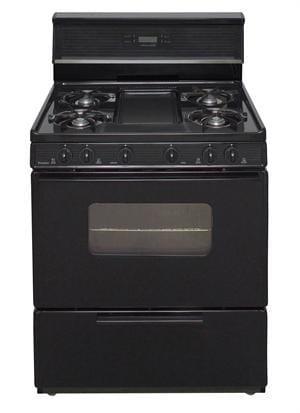Premier Natural Gas Range/Stove Premier SFK249BP 30" Electronic Ignition Gas Range with 5 Cooktop Burners and Griddle Black on Black