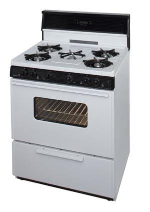 Premier Natural Gas Range/Stove Premier SFK249WP 30&quot; Electronic Ignition Gas Range with 5 Cooktop Burners and Griddle White with Black Trim