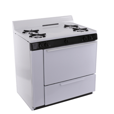 Premier Natural Gas Range/Stove Premier SLK100WP 36" Electronic Ignition Gas Range White with Black Trim