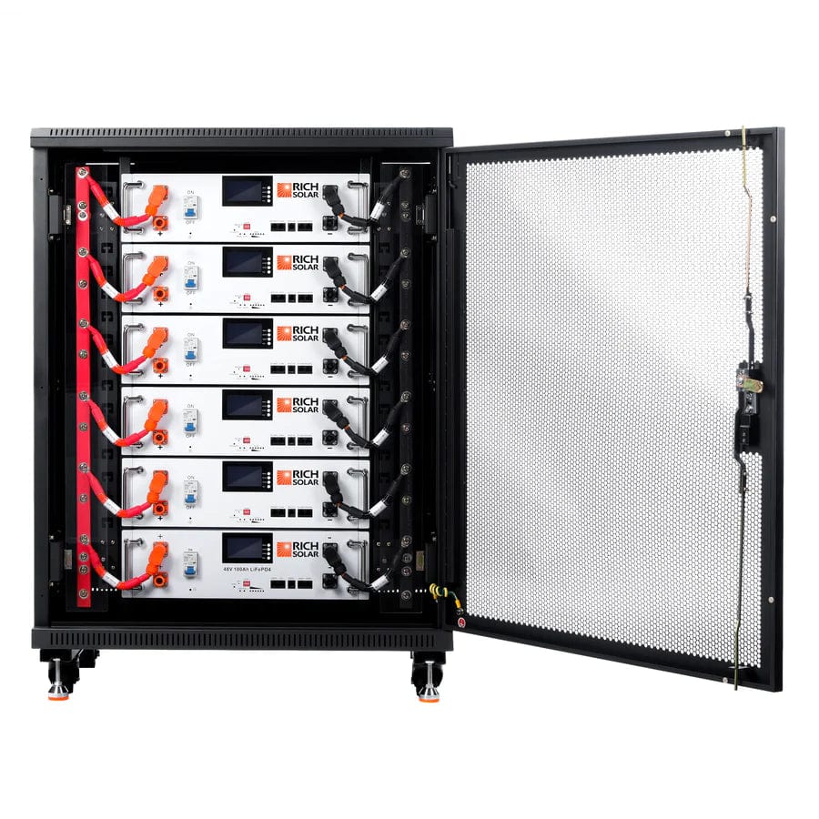 Rich Solar Solar Batteries 6 Batteries + Free Rack Alpha 5 Server Lithium Iron Phosphate Battery - Free Shipping!