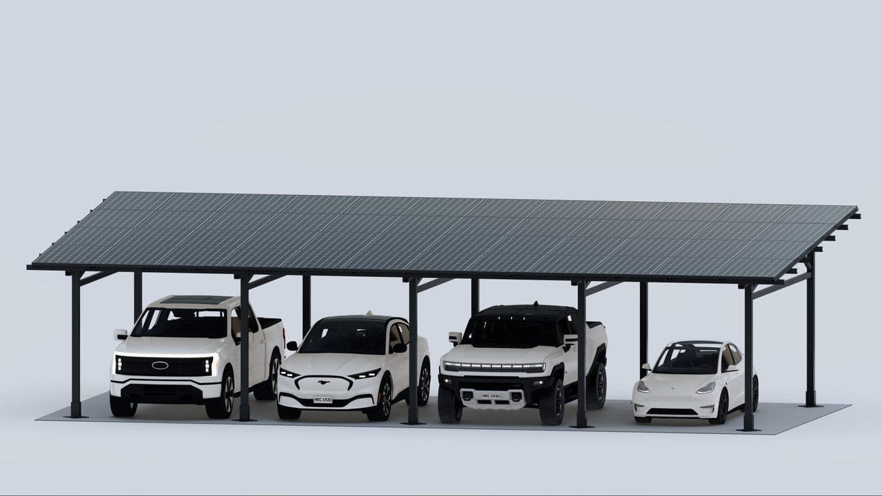 Signature Solar Solar Panels Chiko Maximo 185 Steel Solar Carport/Gazebo | 4-Car