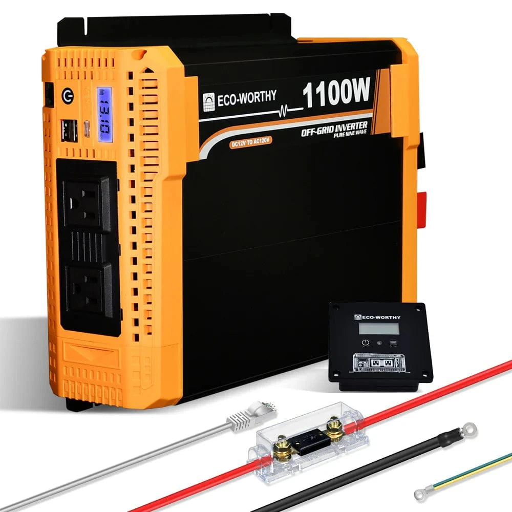 Signature Solar Solar Charge Controllers and Inverters Eco-Worthy 1100W Off Grid Pure Sine Wave Inverter 12V to 110V