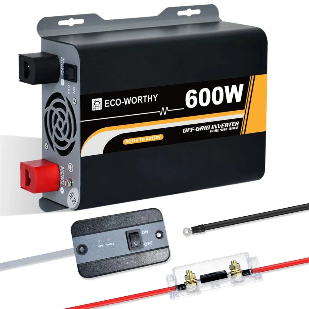 Signature Solar Solar Charge Controllers and Inverters Eco-Worthy 600W Off Grid Pure Sine Wave Inverter 12V to 110V