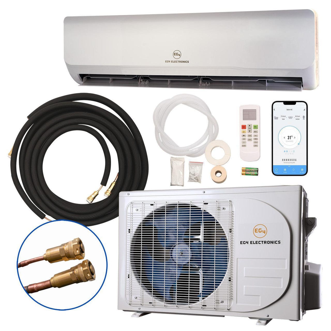 Signature Solar Air Conditioners EG4 12K Mini-Split Air Conditioner Heat Pump | 12000 BTU | SEER2 28.5 | Energy Star Certified | Plug-N-Cool Do-It-Yourself Installation