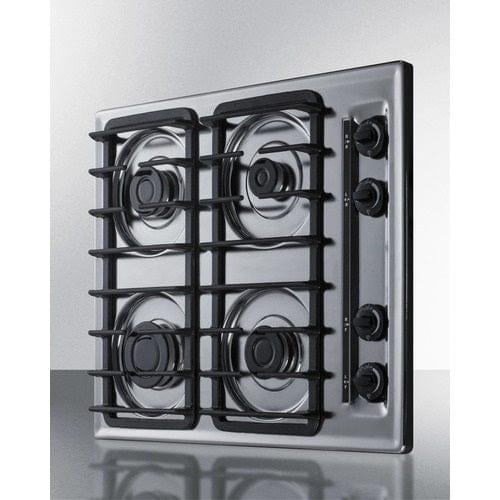 Summit Gas Cooktop Summit 24" Wide 4-Burner Natural Gas Cooktop (Brushed Chrome) ZTL033S
