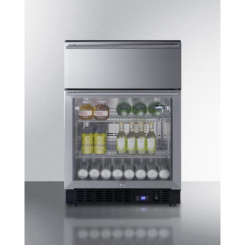 Summit All-Refrigerator Summit 24&quot; Wide Built-In Commercial Beverage Refrigerator With Top Drawer SCR615TD