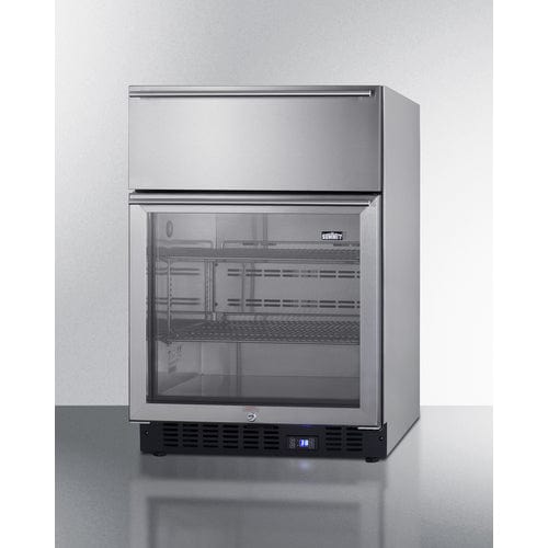 Summit All-Refrigerator Summit 24&quot; Wide Built-In Commercial Beverage Refrigerator With Top Drawer SCR615TDCSS