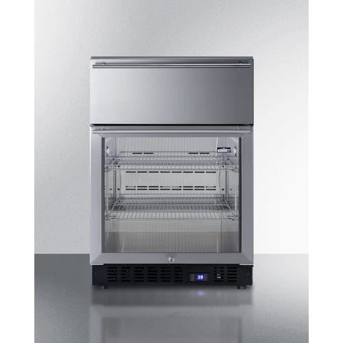 Summit All-Refrigerator Summit 24&quot; Wide Built-In Commercial Beverage Refrigerator With Top Drawer SCR615TDCSS