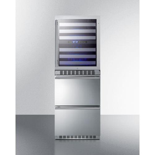 Summit Wine Cellar Summit 24" Wide Combination Dual-Zone Wine Cellar and 2-Drawer Refrigerator-Freezer SWCDRF24