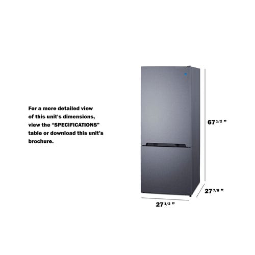 Summit Refrigerators Summit 28" Wide Wide Bottom Mount Refrigerator-Freezer