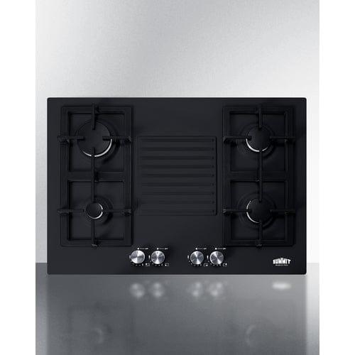 Summit Gas Cooktop Summit 30" Wide 4-Burner Natural Gas Cooktop (Black) GC432B