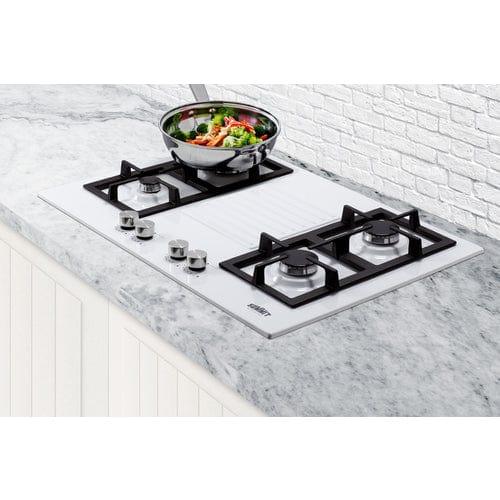 Summit Gas Cooktop Summit 30" Wide 4-Burner Natural Gas Cooktop (White) GC431W