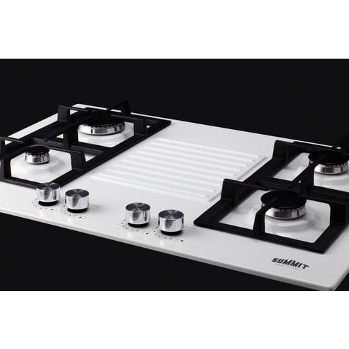 Summit Gas Cooktop Summit 30" Wide 4-Burner Natural Gas Cooktop (White) GC431W