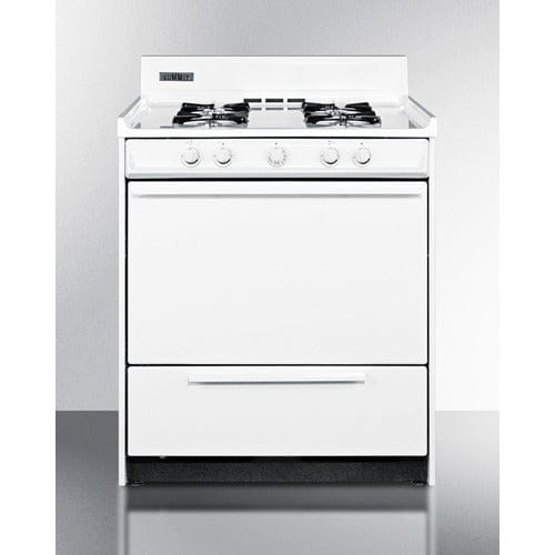 Summit Natural Gas Range/Stove Summit 30&quot; Wide Natural Gas Range, Battery Ignition (White) WNM210P