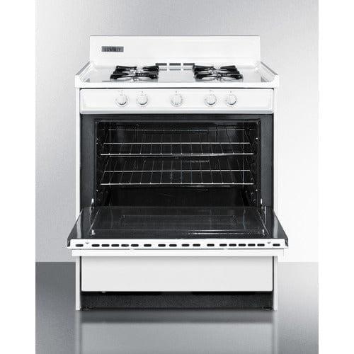 Summit Natural Gas Range/Stove Summit 30" Wide Natural Gas Range, Battery Ignition (White) WNM210P