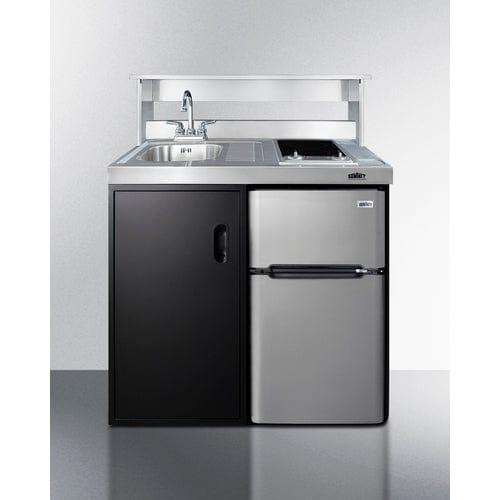 Summit Prefabricated Kitchens & Kitchenettes Summit 39" Wide All-In-One Kitchenette C39ELGLASSBK
