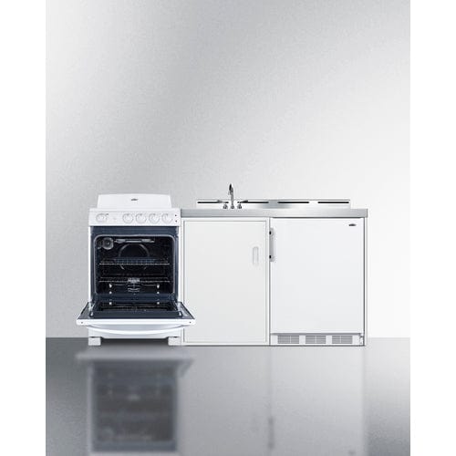 Summit Prefabricated Kitchens &amp; Kitchenettes Summit 72&quot; Wide All-in-One Kitchenette with Electric Coil Range ACK72COILW