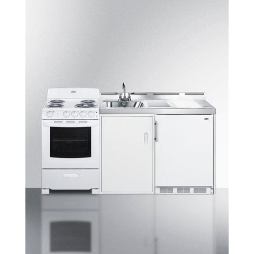 Summit Prefabricated Kitchens &amp; Kitchenettes Summit 72&quot; Wide All-in-One Kitchenette with Electric Coil Range ACK72COILW