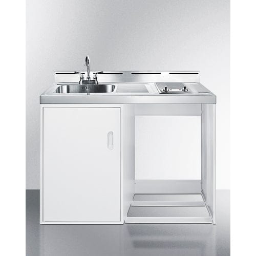 Summit Prefabricated Kitchens & Kitchenettes Summit C48ELGLASSNR | 48" Wide All-In-One Kitchenette