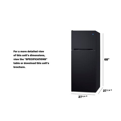 Summit Refrigerators Summit CTR152BLHD | 28" Wide Top-Mount Refrigerator-Freezer