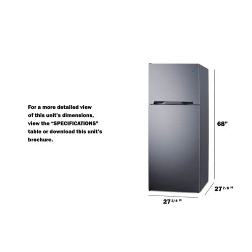 Summit Refrigerators Summit CTR15SSLHD | 28" Wide Top-Mount Refrigerator-Freezer