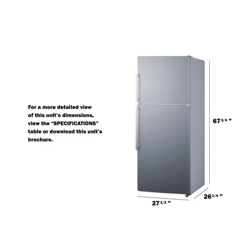 Summit Refrigerators Summit FF1514SSIM | 28" Wide Top Mount Refrigerator-Freezer With Icemaker
