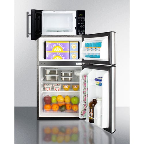 Summit Prefabricated Kitchens &amp; Kitchenettes Summit Microwave/Refrigerator-Freezer Combination with Allocator MRF34BSSA