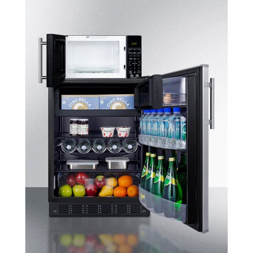 Summit Prefabricated Kitchens &amp; Kitchenettes Summit Microwave/Refrigerator-Freezer Combination with Allocator MRF66BK2SSA