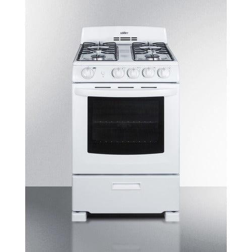 Summit Natural Gas Range/Stove Summit RG244WS 24" Electronic Spark Ignition Gas Range with 4 Sealed Variable Burners White