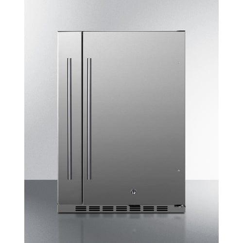 Summit Outdoor All-Refrigerator Summit Shallow Depth 24" Wide Outdoor Built-In All-Refrigerator With Slide-Out Storage Compartment SPR196OS24
