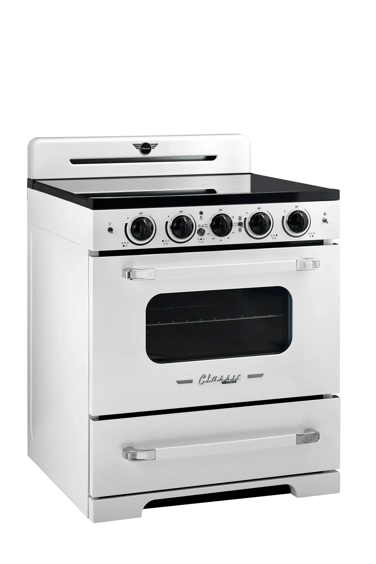 Summit Induction Range Unique UNQ-30CR IC W | 30" Classic Retro Induction Range Marshmallow White