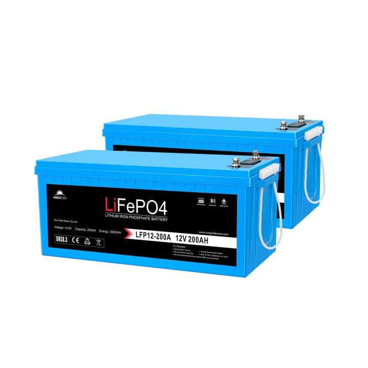Sungold Power Solar Batteries 2 X 12V 200AH LifePO4 Deep Cycle Lithium Battery Bluetooth / Self-Heating / IP65