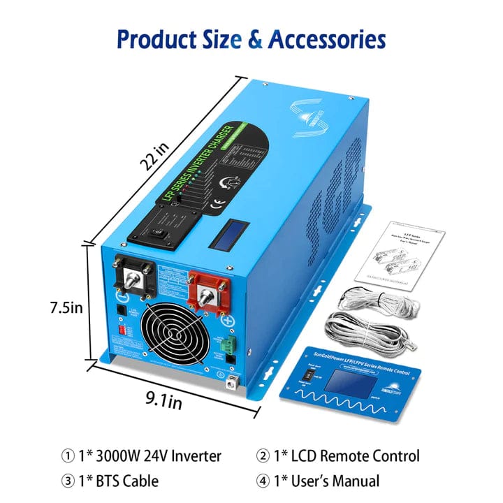 Sungold Power Solar Charge Controllers and Inverters 3000W DC 24V Pure Sine Wave Inverter With Charger - Free Shipping!