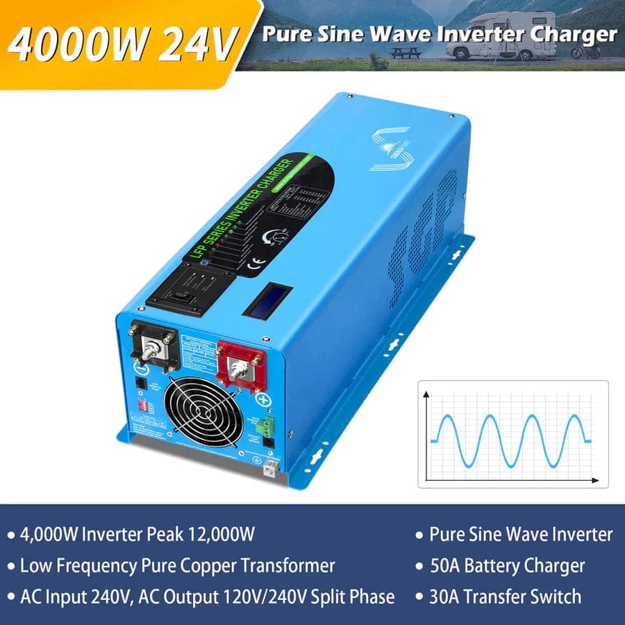 Sungold Power Solar Charge Controllers and Inverters 4000W DC 24V Split Phase Pure Sine Wave Inverter With Charger - Free Shipping!