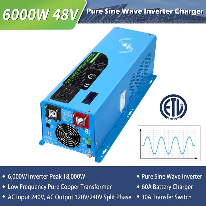 Sungold Power Solar Charge Controllers and Inverters 6000W DC 48V Split Phase Pure Sine Wave Inverter With Charger Ul1741 Standard - Free Shipping!