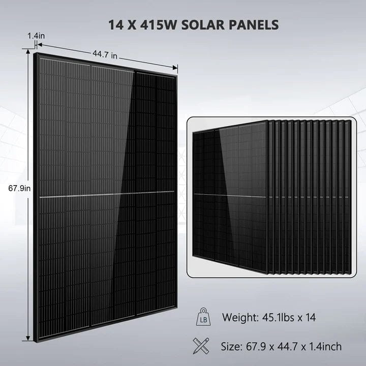 Sungold Power Off-Grid Solar Kit 13000W 48VDC 120V/240V LifePO4 20.48KWH Lithium Battery 14 X 415 Watts Solar Panels SGR-13KM - Free Shipping!