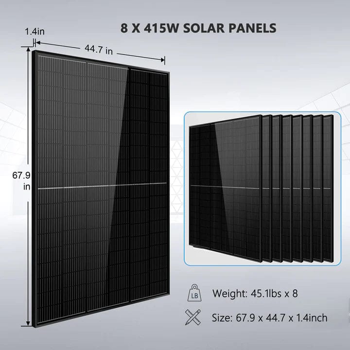 Sungold Power Off-Grid Solar Kit 6500W 48VDC 120VAC LifePO4 10.24KWH Lithium Battery 8 X 415W Solar Panels SGR-6510E - Free Shipping!