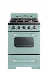 Unique Natural Gas Range/Stove Classic Retro by Unique 24” Convection Gas Range (Electronic Ignition) UGP-24CR T (Turquoise)