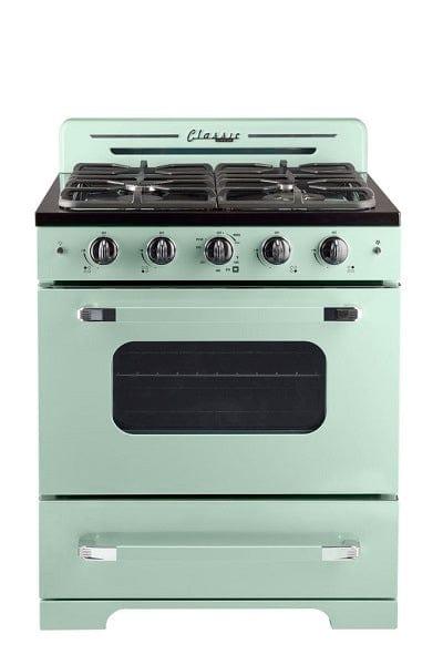 Unique Natural Gas Range/Stove Classic Retro Unique 30" Convection Gas Range (Electronic Ignition) in Mint Green UGP-30CR LG
